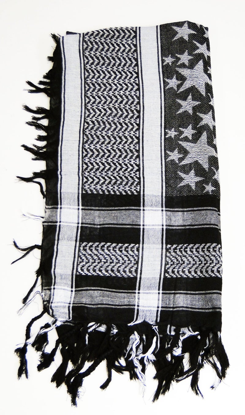 Tapp Collections Premium Star Pattern Shemagh Head Neck Scarf - Black/Grey - Image 3